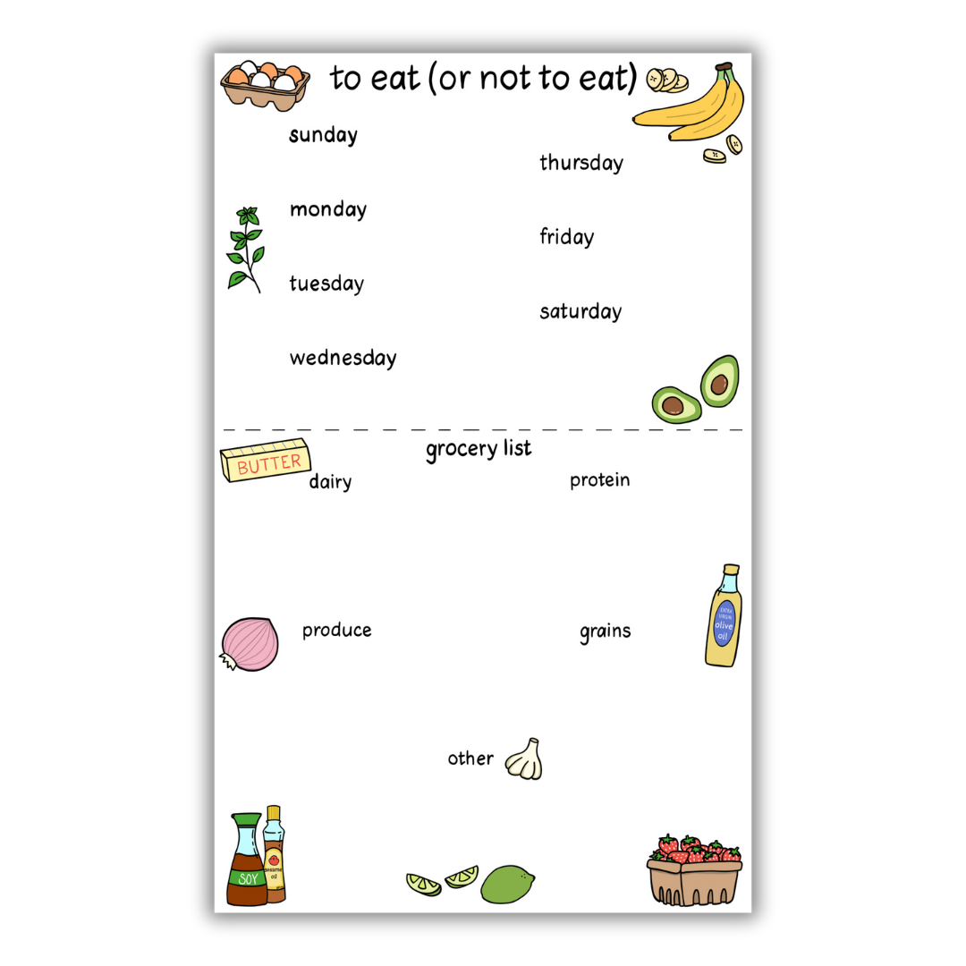 To Eat (or Not to Eat) Weekly Meal Planner Notepad