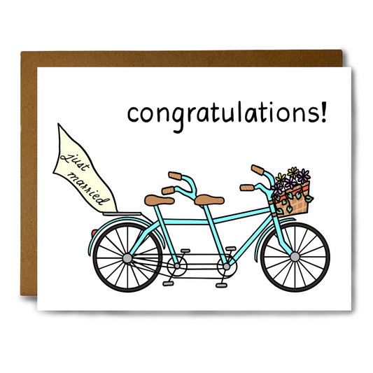 Tandem bike wedding card