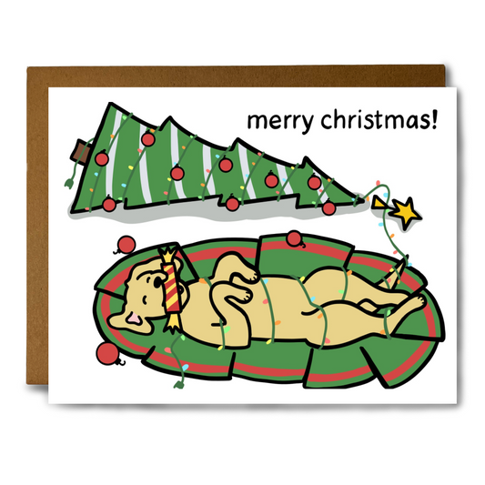 Dog Knocked Over the Christmas Tree Card