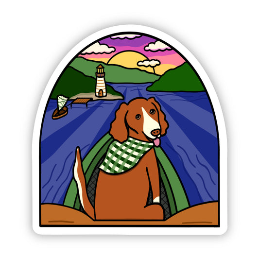 Kayaking Dog Sticker