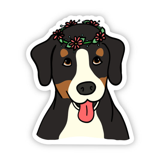 Flower Crown Dog Sticker