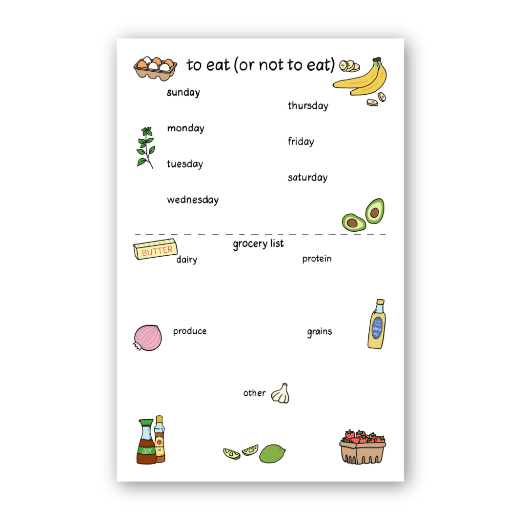 To Eat (or Not to Eat) Weekly Meal Planning Notepad with Magnet