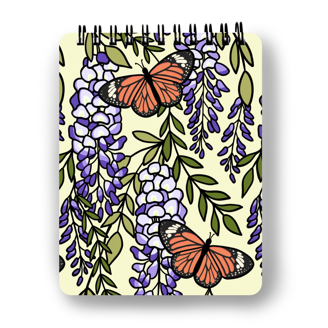 Wisteria and Monarch Butterfly Pocket Notebook