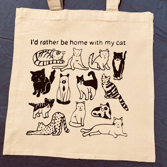 I'd Rather Be Home with my Cat tote