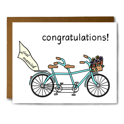 Tandem bike wedding card