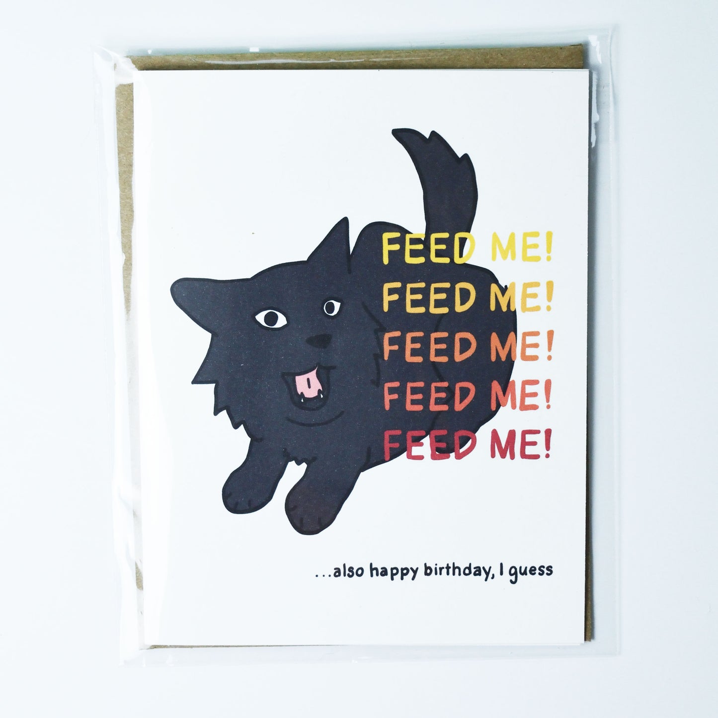 "Feed Me!" Cat Birthday Card