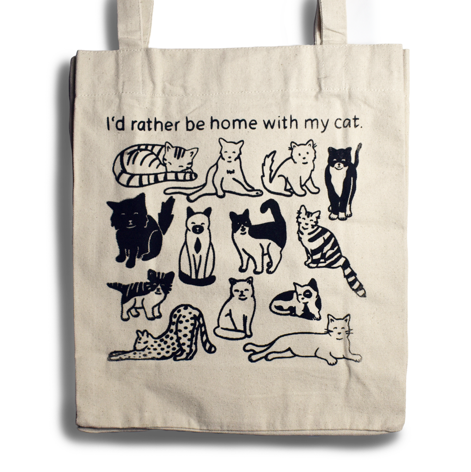 I'd Rather Be Home with my Cat tote