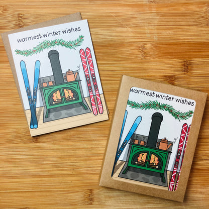 Warmest Winter Wishes Skiing Stationery Set