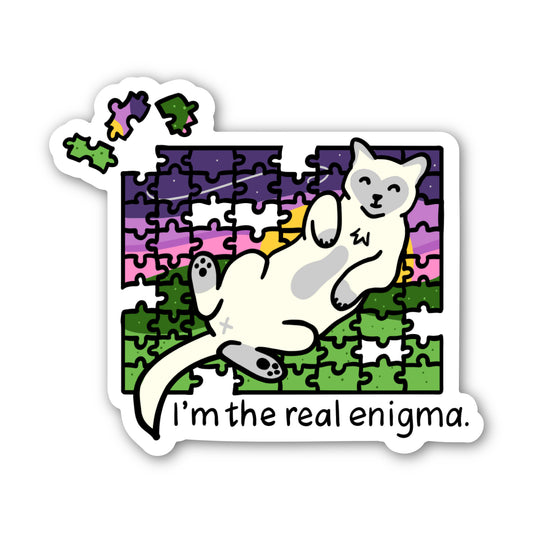 I'm the Real Enigma Cat Puzzle Sticker
