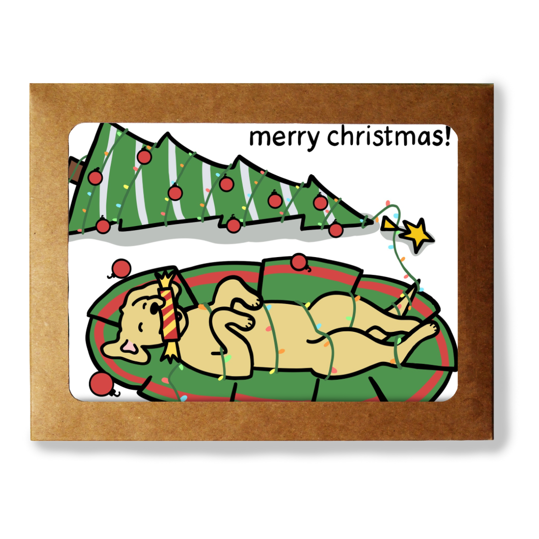 Dog Knocked Over the Christmas Tree Stationery Set