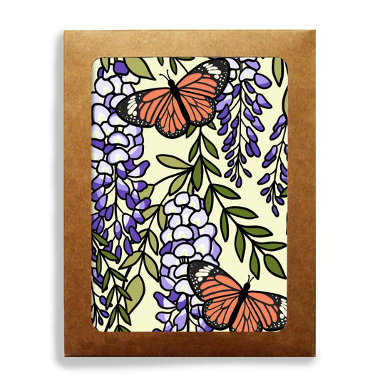 Wisteria and Monarch Butterflies Stationery Set