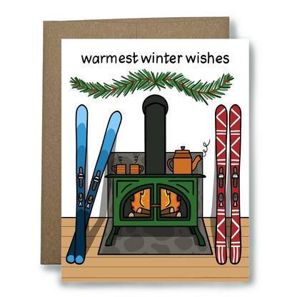 Warmest Winter Wishes Skiing Card