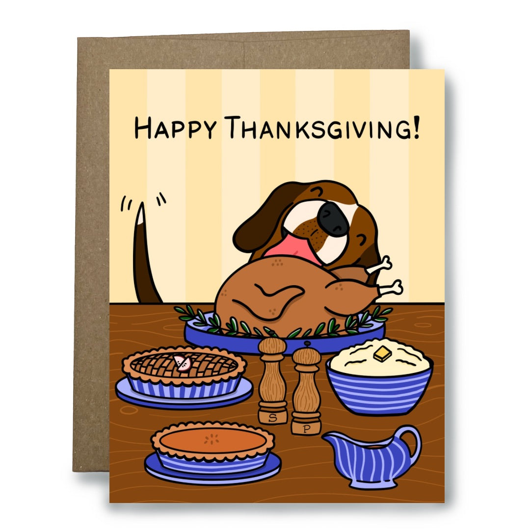 Thanksgiving Counter Surfing Dog Card