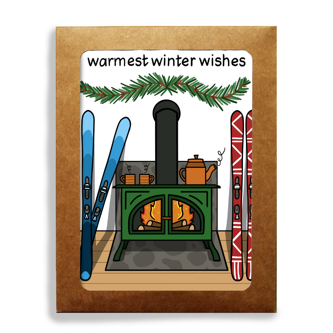Warmest Winter Wishes Skiing Stationery Set