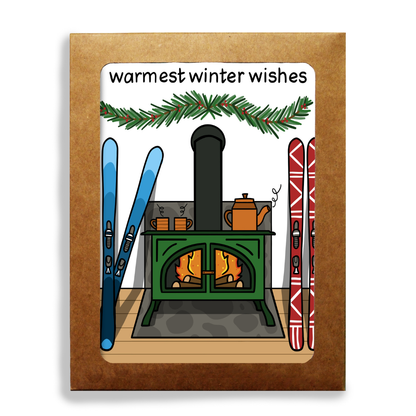 Warmest Winter Wishes Skiing Stationery Set